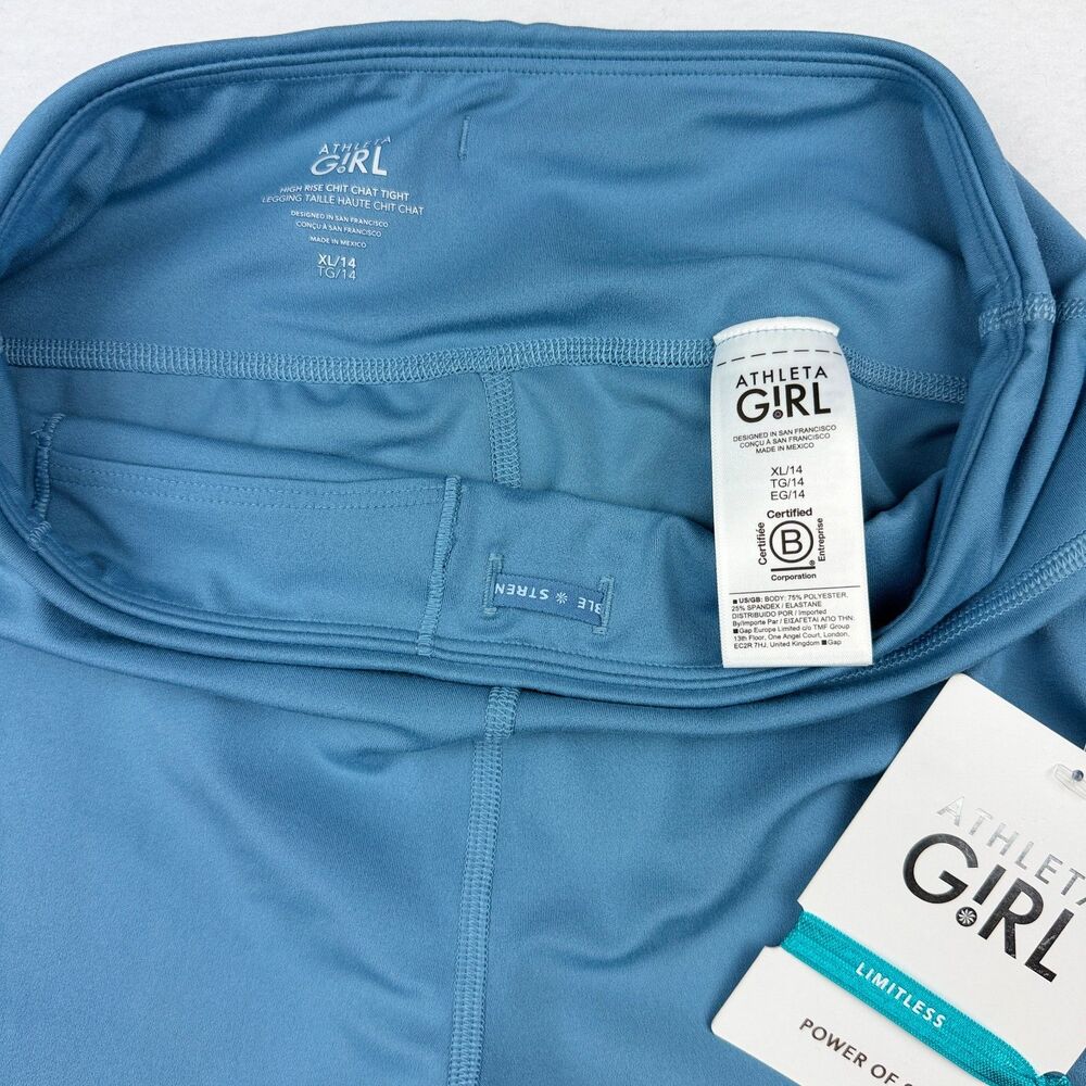 Athleta Girl Chit Chat High Rise Leggings XL 14 Blue NWT - Picture 6 of 8